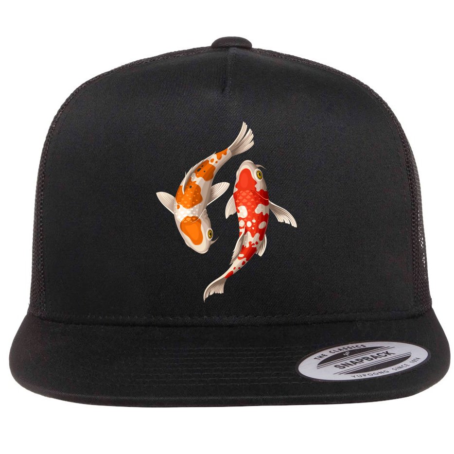 Swimming Koi Fishes Flat Bill Trucker Hat
