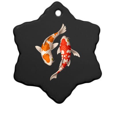 Swimming Koi Fishes Ceramic Star Ornament