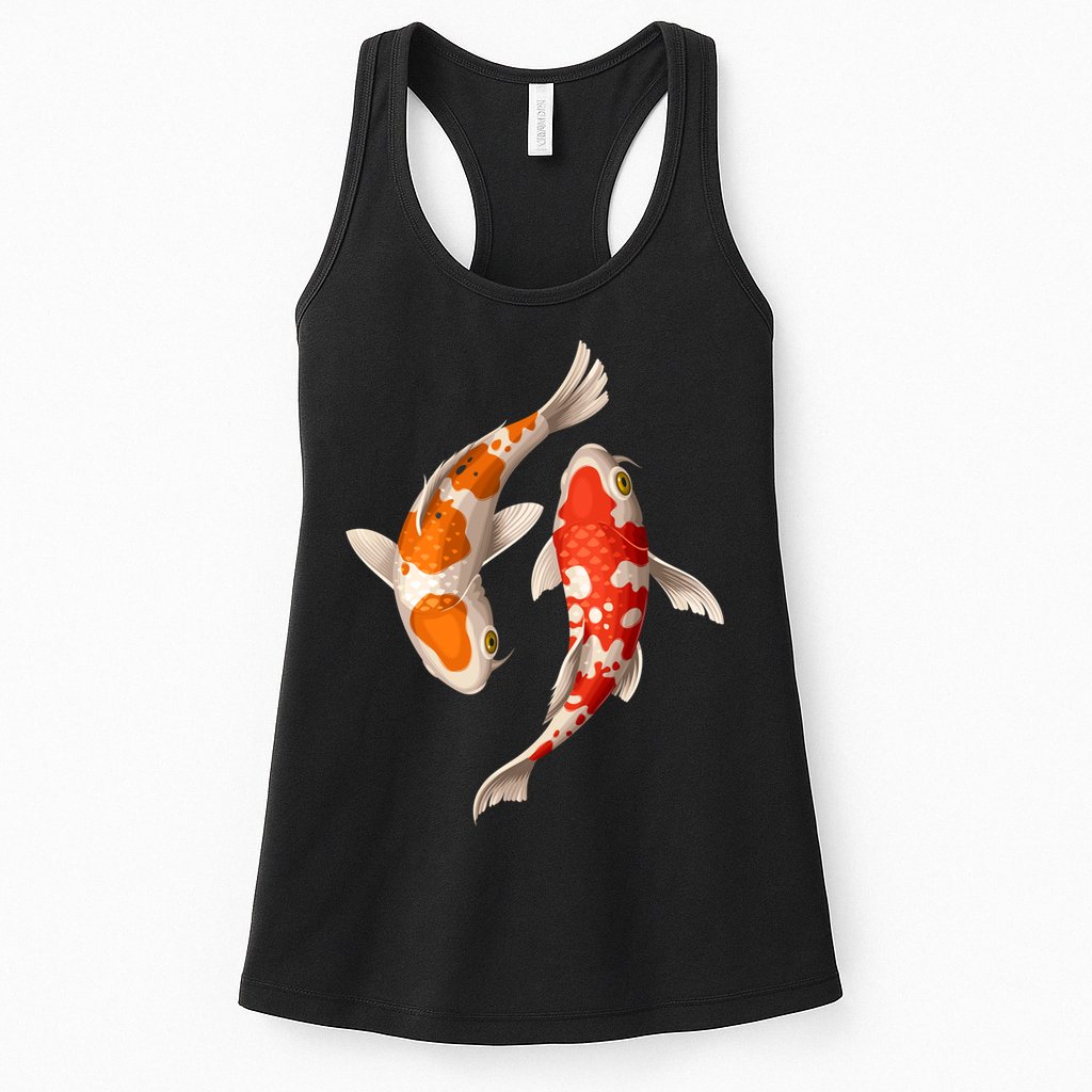 Swimming Koi Fishes Womens Tank Top