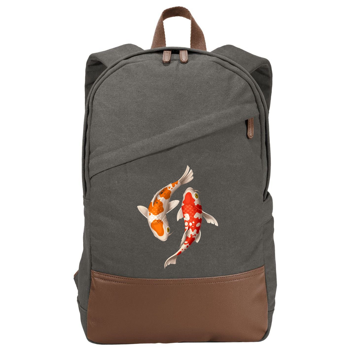 Swimming Koi Fishes Cotton Canvas Backpack