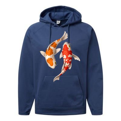 Swimming Koi Fishes Performance Fleece Hoodie