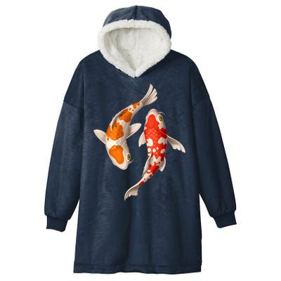 Swimming Koi Fishes Hooded Wearable Blanket