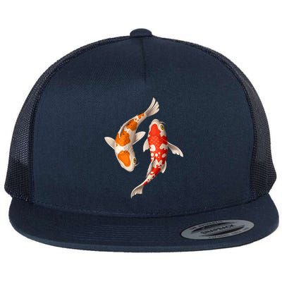 Swimming Koi Fishes Flat Bill Trucker Hat