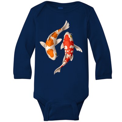 Swimming Koi Fishes Baby Long Sleeve Bodysuit