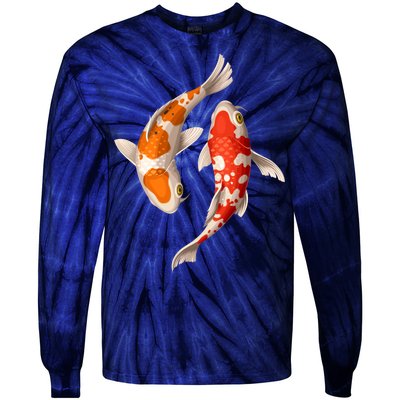 Swimming Koi Fishes Tie-Dye Long Sleeve Shirt