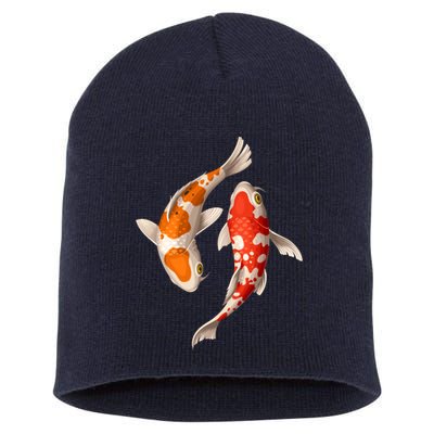 Swimming Koi Fishes Short Acrylic Beanie