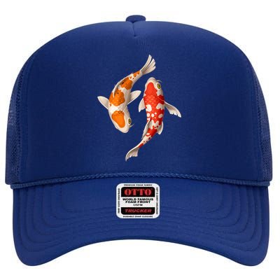 Swimming Koi Fishes High Crown Mesh Back Trucker Hat