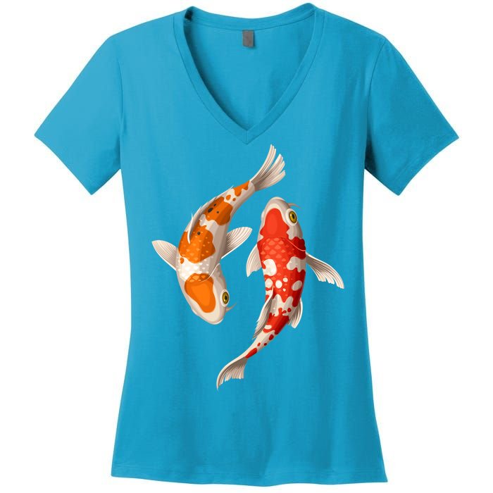 Swimming Koi Fishes Women's V-Neck T-Shirt