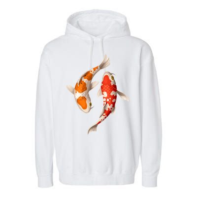 Swimming Koi Fishes Garment-Dyed Fleece Hoodie