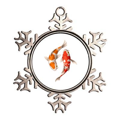 Swimming Koi Fishes Metallic Star Ornament