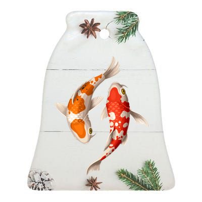 Swimming Koi Fishes Ceramic Bell Ornament