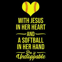 Softball With Jesus In Her Heart Softball Pitcher Flat Bill Trucker Hat