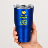 Softball With Jesus In Her Heart Softball Pitcher Tumbler