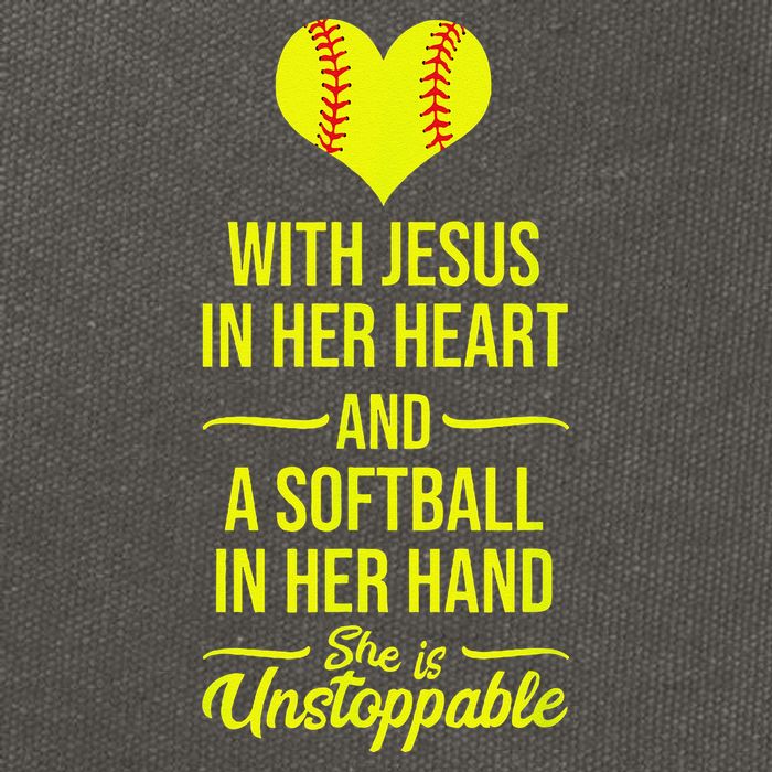 Softball With Jesus In Her Heart Softball Pitcher Cotton Canvas Backpack