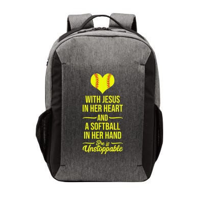 Softball With Jesus In Her Heart Softball Pitcher Vector Backpack