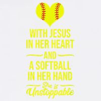 Softball With Jesus In Her Heart Softball Pitcher Garment-Dyed Sweatshirt