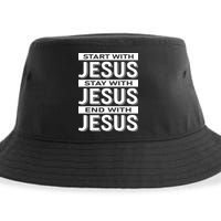 Start With Jesus Stay With End With Sustainable Bucket Hat