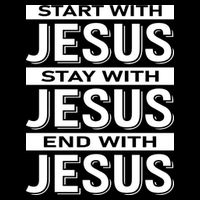 Start With Jesus Stay With End With Drawstring Bag