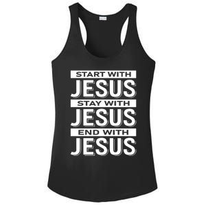 Start With Jesus Stay With End With Ladies PosiCharge Competitor Racerback Tank