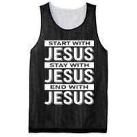 Start With Jesus Stay With End With Mesh Reversible Basketball Jersey Tank