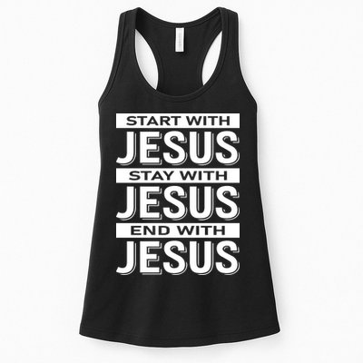 Start With Jesus Stay With End With Womens Tank Top