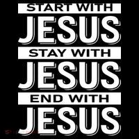 Start With Jesus Stay With End With Pom Pom 12in Knit Beanie