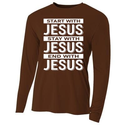 Start With Jesus Stay With End With Cooling Performance Long Sleeve Crew