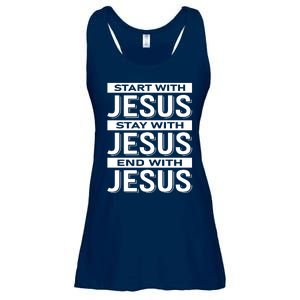 Start With Jesus Stay With End With Ladies Essential Flowy Tank