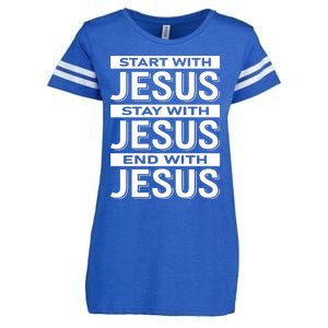 Start With Jesus Stay With End With Enza Ladies Jersey Football T-Shirt