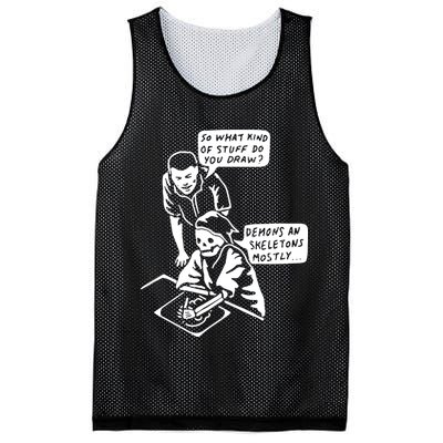 So What Kind Of Stuff Do You Draw Demons And Skeletons Mostly Mesh Reversible Basketball Jersey Tank