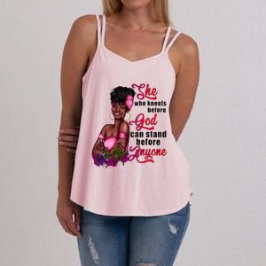 She Who Kneels Before God Can Stand Before Anyone Black Women Women's Strappy Tank