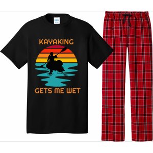 Sunset Women Kayaking Gets Me Wet Kayak Boating Pajama Set