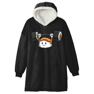 Sushi Weight Lifting Gym Sushi Workout Japanese Bodybuilder Hooded Wearable Blanket
