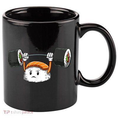 Sushi Weight Lifting Gym Sushi Workout Japanese Bodybuilder 11oz C Handle Ceramic Mug