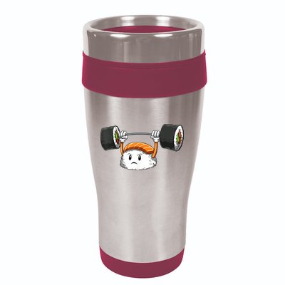 Sushi Weight Lifting Gym Sushi Workout Japanese Bodybuilder 16oz Travel Tumbler