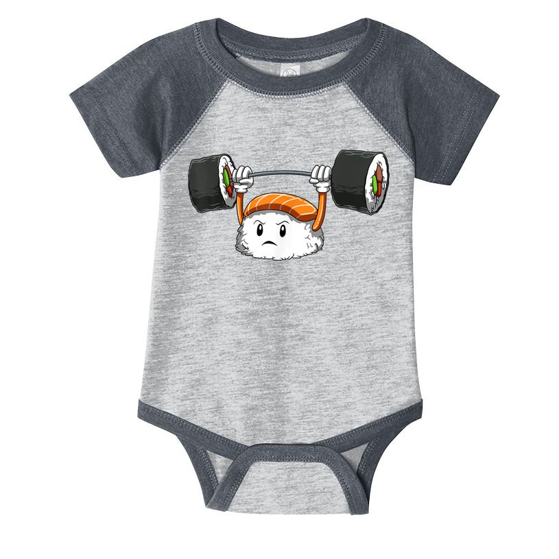 Sushi Weight Lifting Gym Sushi Workout Japanese Bodybuilder Infant Baby Jersey Bodysuit