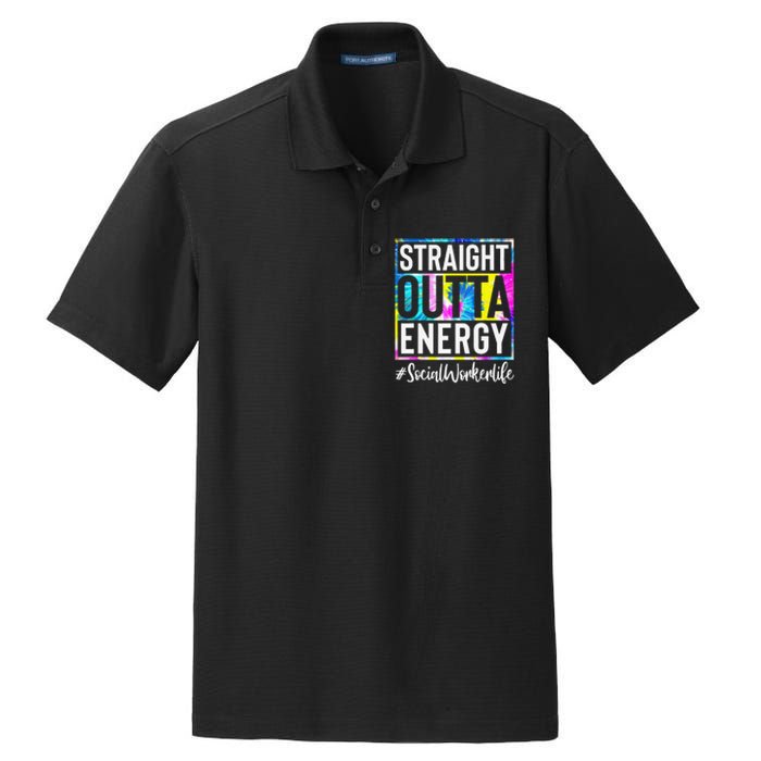 Social Worker Life Straight Outta Energy Tie Dye Dry Zone Grid Polo