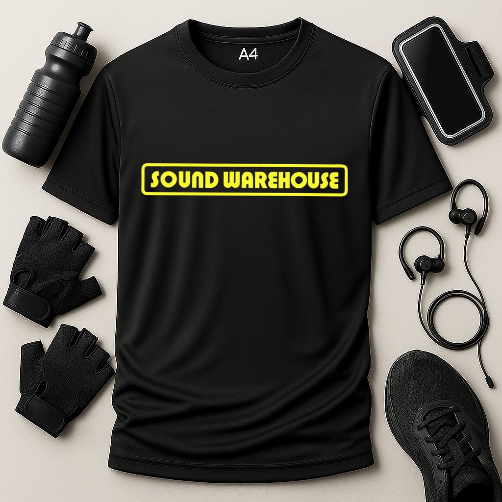 Sound Warehouse Logo Retro Music Fan Record Store Cooling Performance Crew T-Shirt
