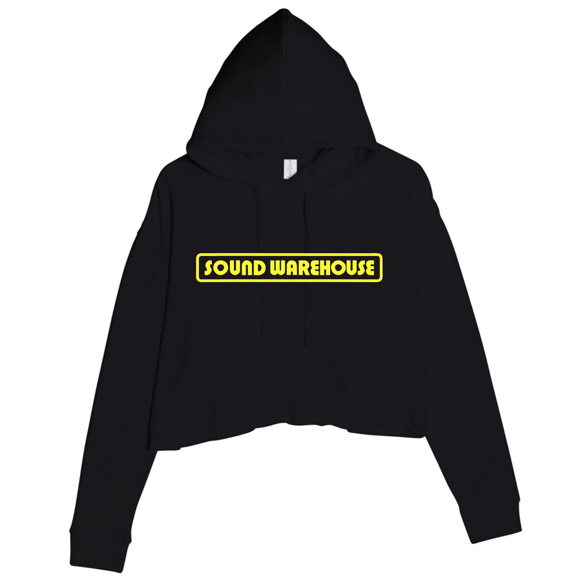 Sound Warehouse Logo Retro Music Fan Record Store Crop Fleece Hoodie