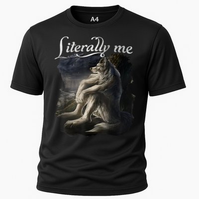 Sitting Wolf Literally Me Funny Meme Performance Shirt