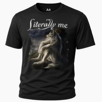 Sitting Wolf Literally Me Funny Meme Cooling Performance Crew T-Shirt