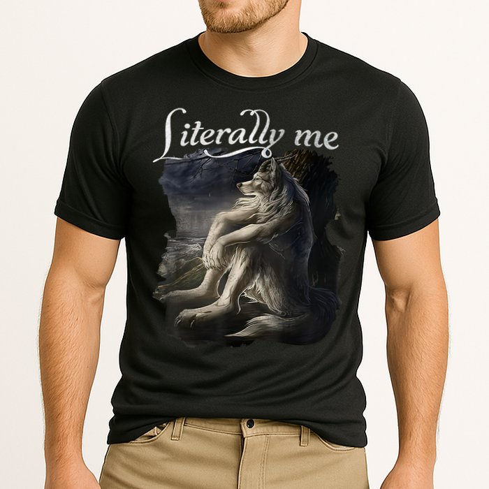 Sitting Wolf Literally Me Funny Meme Cooling Performance Crew T-Shirt