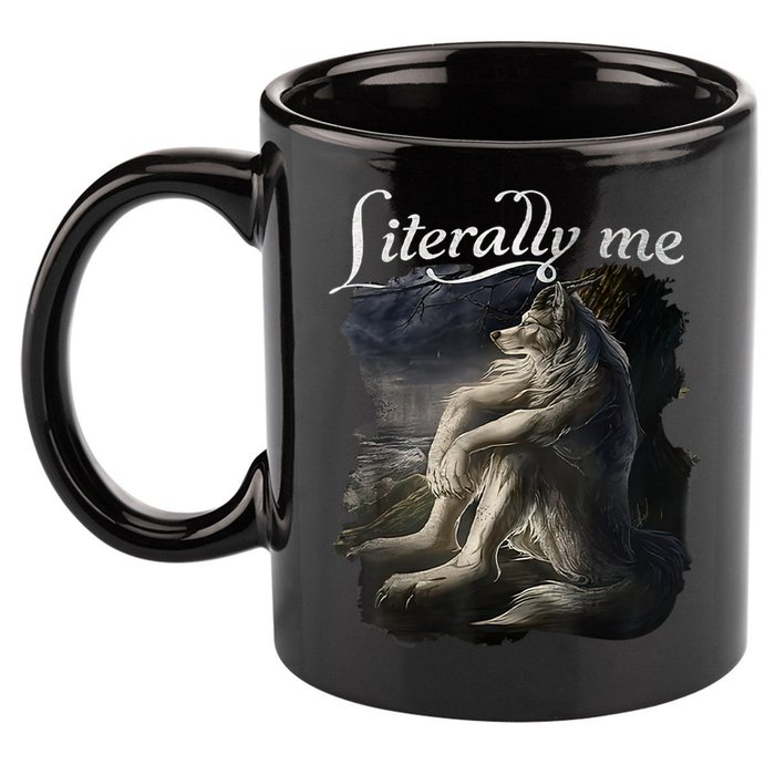 Sitting Wolf Literally Me Funny Meme 11oz C Handle Ceramic Mug