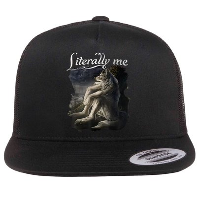 Sitting Wolf Literally Me Funny Meme Flatbill Hat