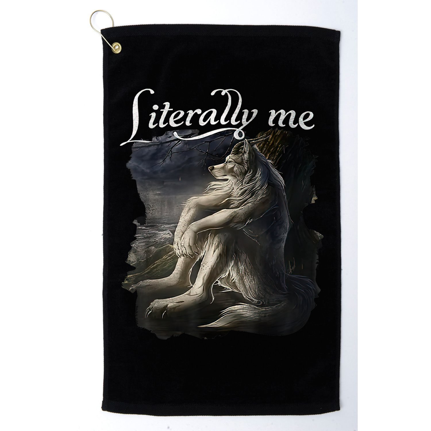 Sitting Wolf Literally Me Funny Meme Golf Towel