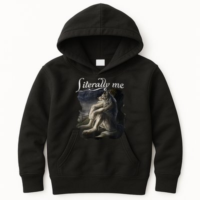 Sitting Wolf Literally Me Funny Meme Kids Hoodie