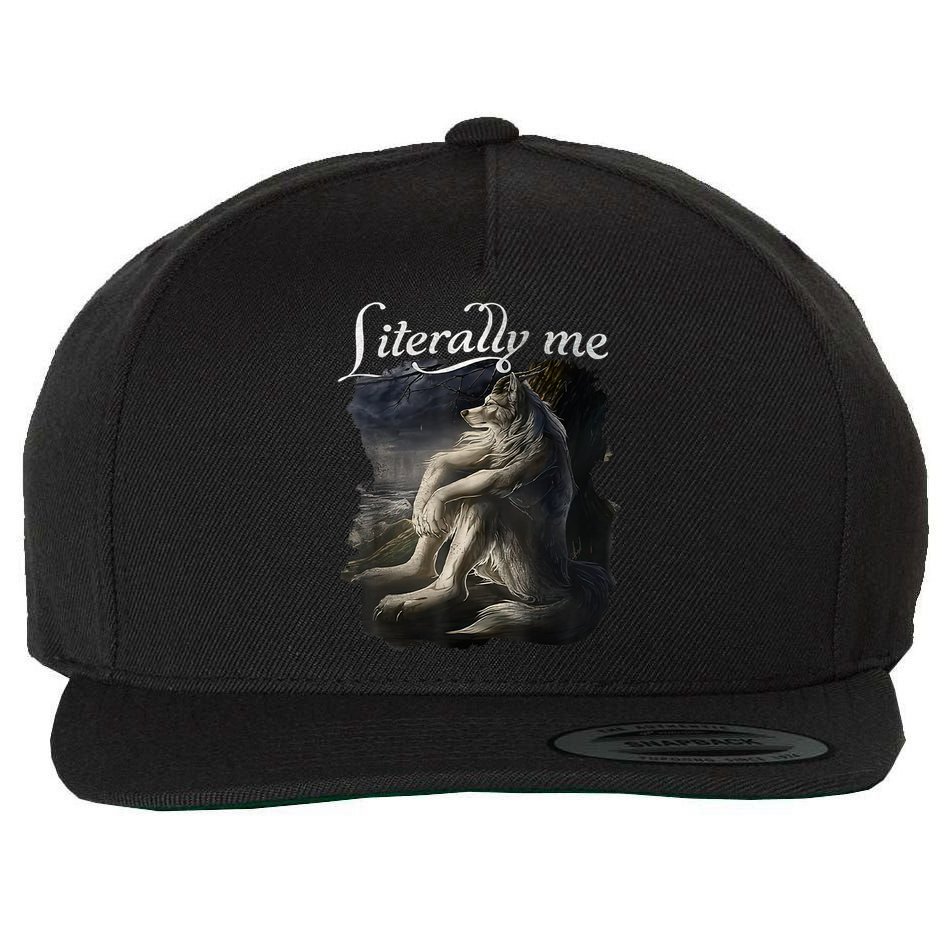 Sitting Wolf Literally Me Funny Meme Wool Snapback Cap