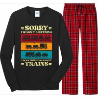 Sorry Wasnt Listening Thinking Trains Locomotive Long Sleeve Pajama Set