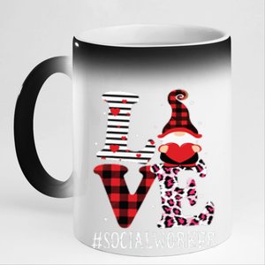 Social Worker Love Women Leopard Appreciation Valentine 11oz Black Color Changing Mug