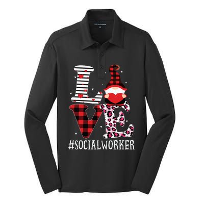 Social Worker Love Women Leopard Appreciation Valentine Silk Touch Performance Long Sleeve Polo